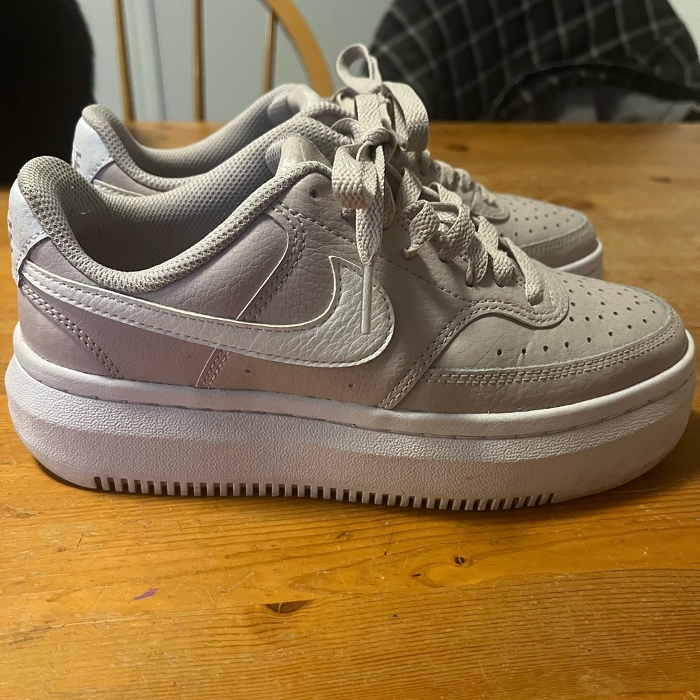 Nike Light Pink/Grey Platform Sneakers